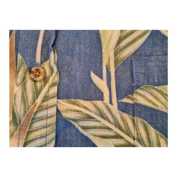 Hawaiian Shirt by Cooke Street Honolulu 100% Cotton men's Large Blue Tropical - Picture 5 of 8